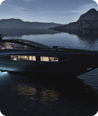 yacht sails in night sea